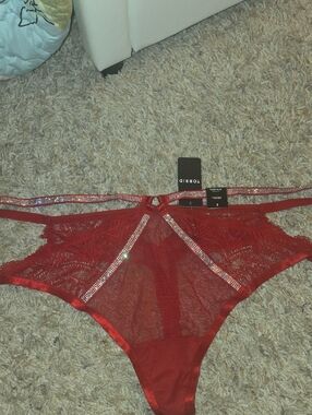 torrid Red Lace Rhinestone-Trim Thong